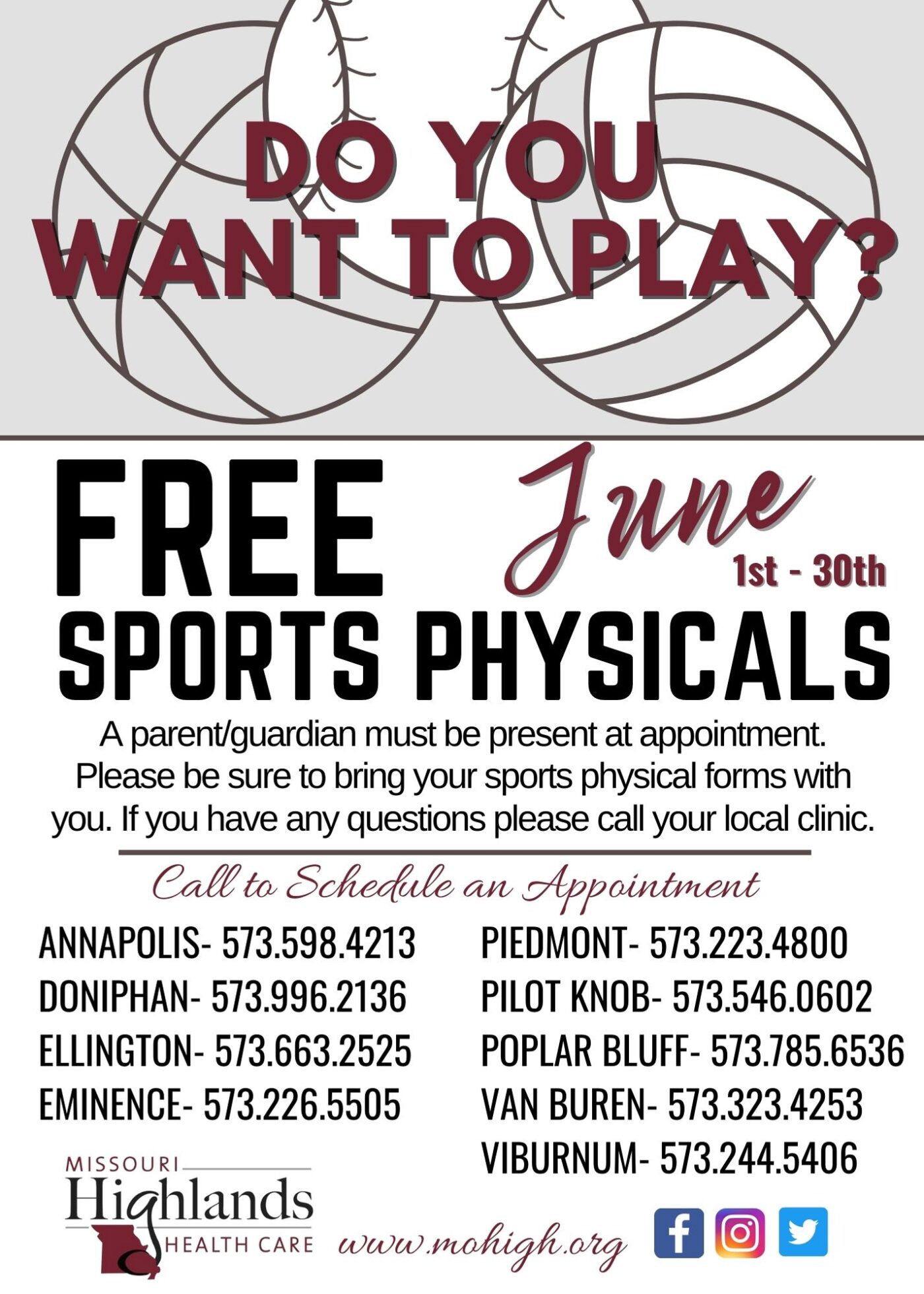 Free Sports Physicals June Missouri Highlands Health Care
